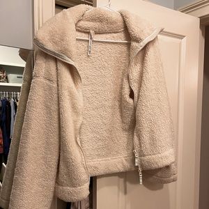 Free People Movement Furry White Zip Up
